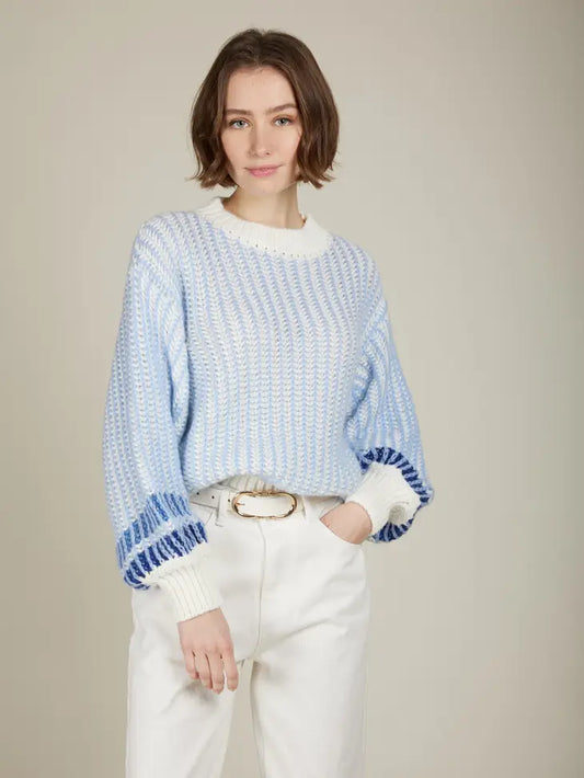 Sara chunky knit blue and white jumper