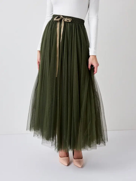 Aria Khaki green tulle skirt