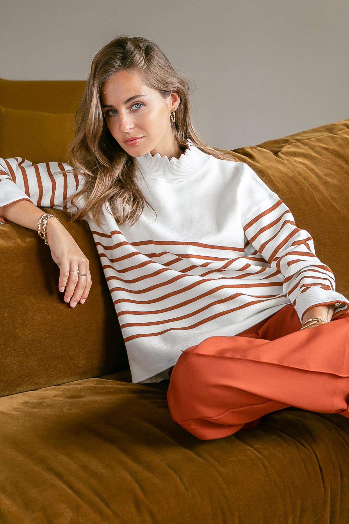Sailor stripped jumper with scalloped neck and sleeve detail
