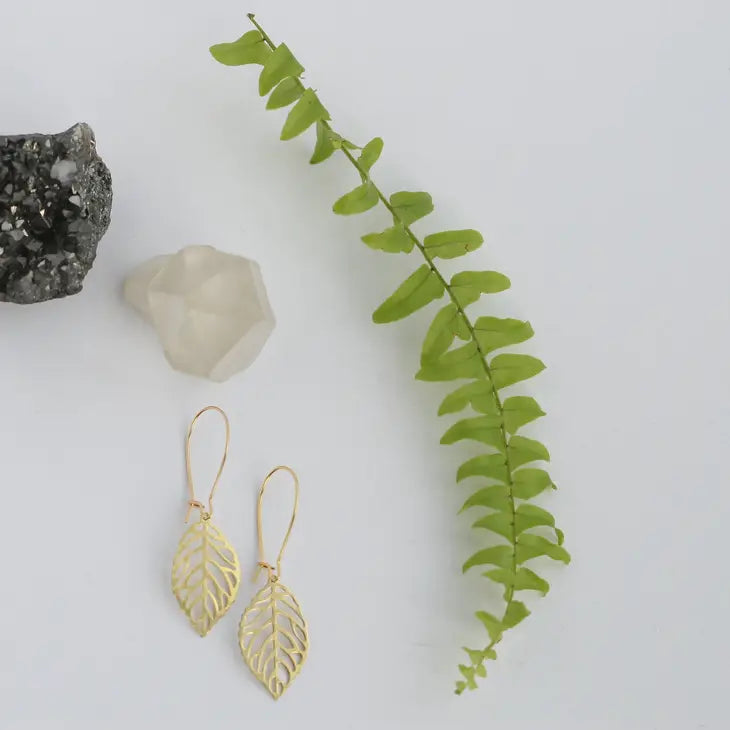 Delicate gold leaf earrings