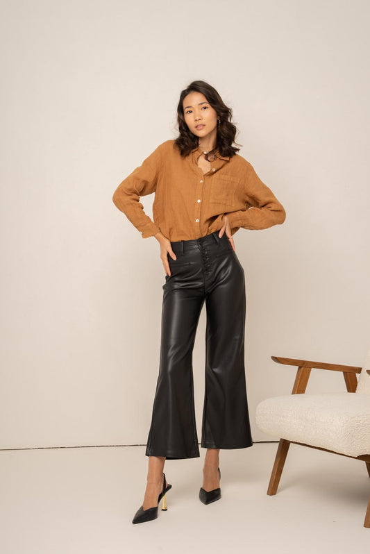 ankle length leather trousers